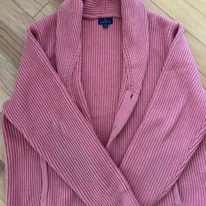 Brooks Brothers Ribbed Cotton Shawl Collar Cardigan